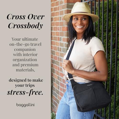 Baggallini Cross Over Crossbody Women Lightweight Water-Resistant Nylon Organized Travel Bag Purse