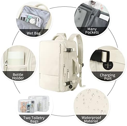 Hanples TSA Flight Approved Large Travel Backpack for Women and Men | Hanples Waterproof Anti-Theft Large Carry On Back