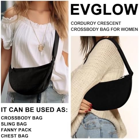 EVGLOW Nylon Crescent Crossbody Bag - Trendy Women's Travel Sling Bag EVGLOW Nylon Crescent Crossbody Bag - Small Men's
