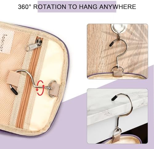 Water-resistant Travel Hanging Toiletry Bag for Women and Men, 6 Organizer Compartments, Holds Full Size Bottles, Black