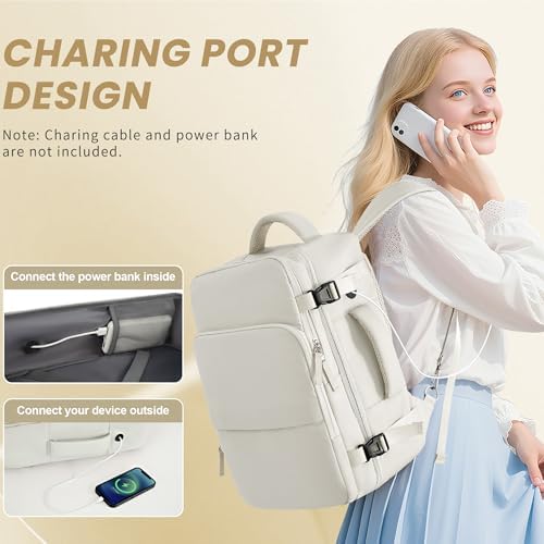 Women's Flight Approved Travel Backpack with USB Charging, Lightweight & Waterproof, Ideal for College, Work and Travel