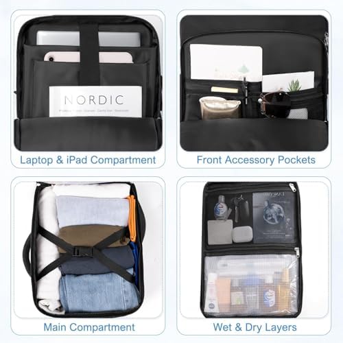 Women's Flight Approved Travel Backpack with USB Charging, Lightweight & Waterproof, Ideal for College, Work and Travel