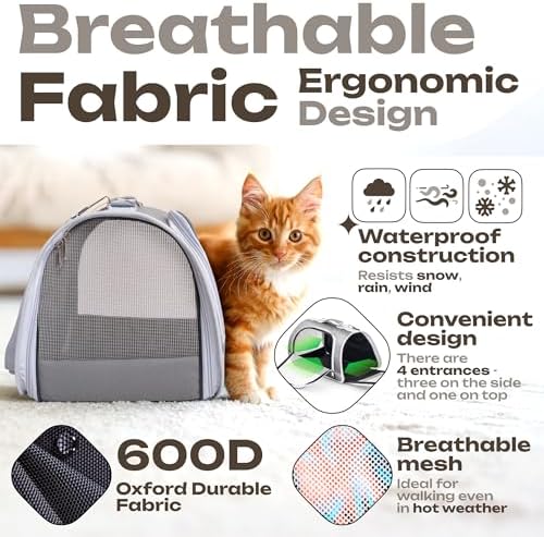 Airline Approved Small Pet Carrier for Cats and Rabbits, Lightweight & Ventilated Dog Carrier, Soft-Sided & Foldable (Up