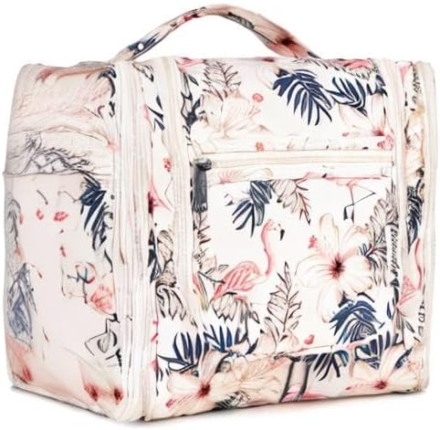 Narwey Large Blue Leaf Hanging Toiletry Bag for Women Travel and Men Cosmetics Organizers