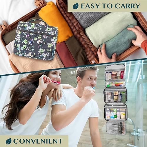 PAVILIA Water Resistant Makeup Bag Toiletries Women Men Travel Bag PAVILIA Foldable Cosmetic Organizer Travel Bag Large