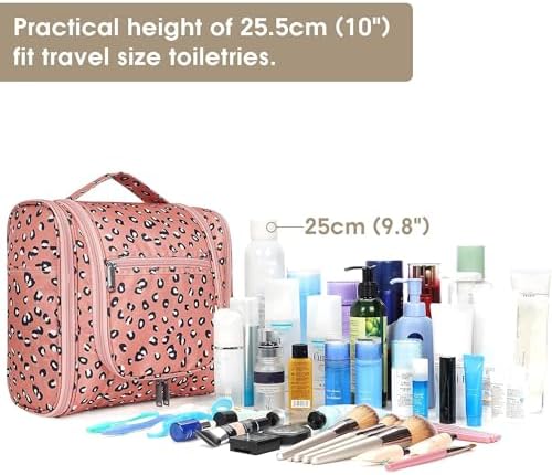 Narwey Large Blue Leaf Hanging Toiletry Bag for Women Travel and Men Cosmetics Organizers