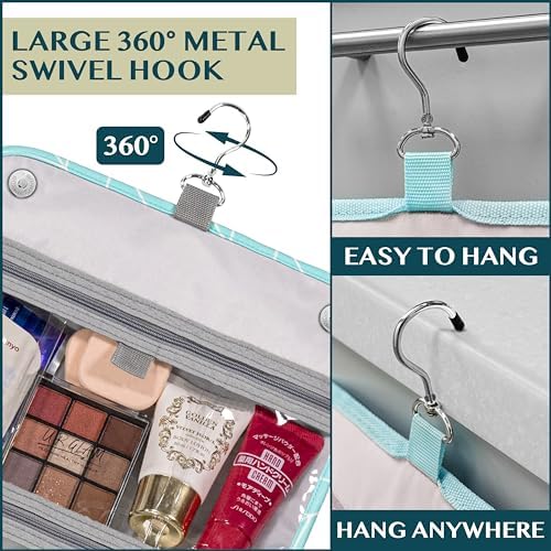 PAVILIA Water Resistant Makeup Bag Toiletries Women Men Travel Bag PAVILIA Foldable Cosmetic Organizer Travel Bag Large