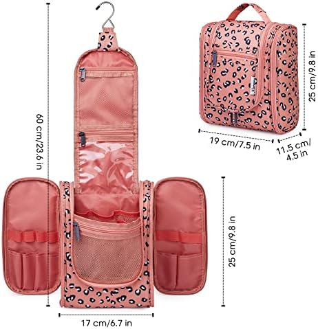 Narwey Large Blue Leaf Hanging Toiletry Bag for Women Travel and Men Cosmetics Organizers