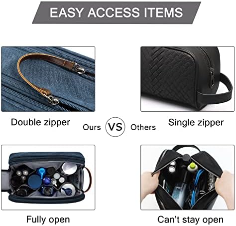 Men's Water-resistant Toiletry Bag - BAGSMART Dopp Kit Canvas Travel Organizer - Black - Large - Image 29