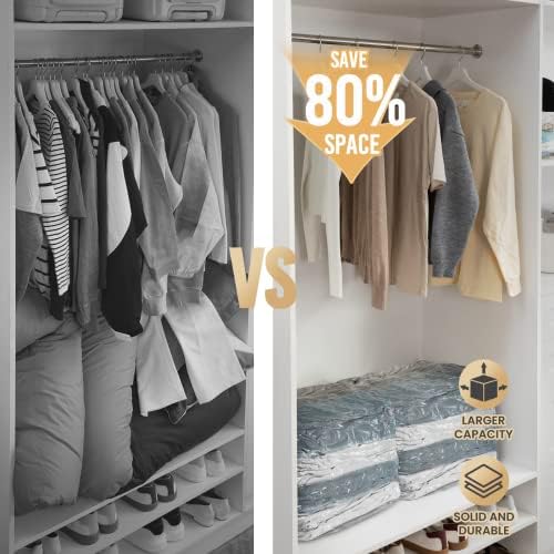 TAILI Jumbo Cube Vacuum Storage Bags 4 Pack, Extra Large (31x40x15 Inch) for Clothing and Bedding, Space Saving Closet O