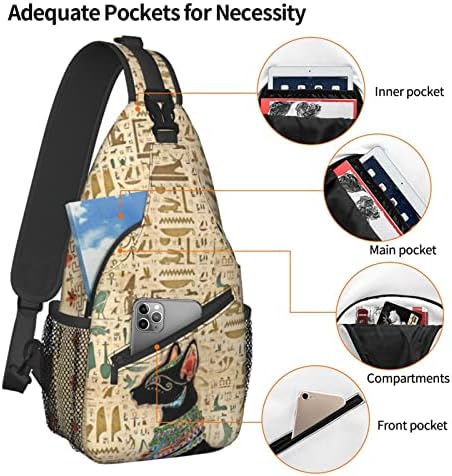 ASYG Egyptian Sling Bag Casual Backpack Crossbody Daypack Casual Use Men Women Multifunctional Style