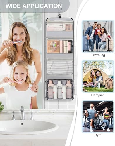 Relavel Travel Toiletry Bag for Men, Large Capacity Travel Kit, Hanging Toiletry Bag for Women