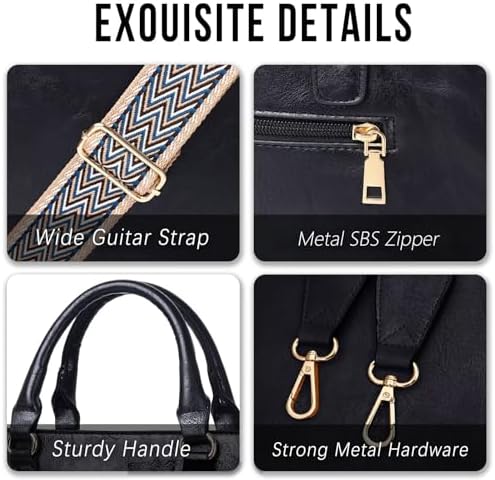 AUYOCO Vegan Leather Crossbody Bags for Women Handbag with Guitar Strap Zipped Pockets AUYOCO Vegan Leather Crossbody