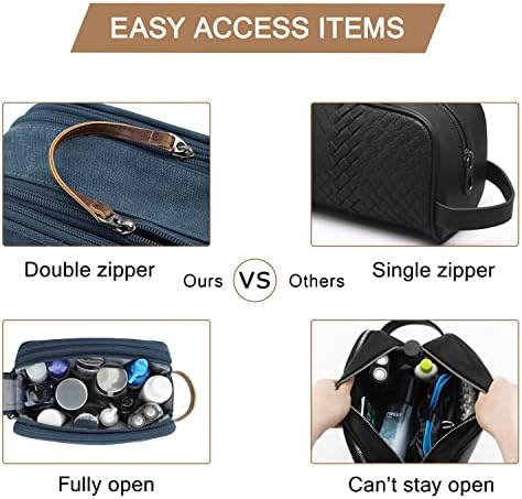 Men's Water-resistant Toiletry Bag - BAGSMART Dopp Kit Canvas Travel Organizer - Black - Large - Image 78