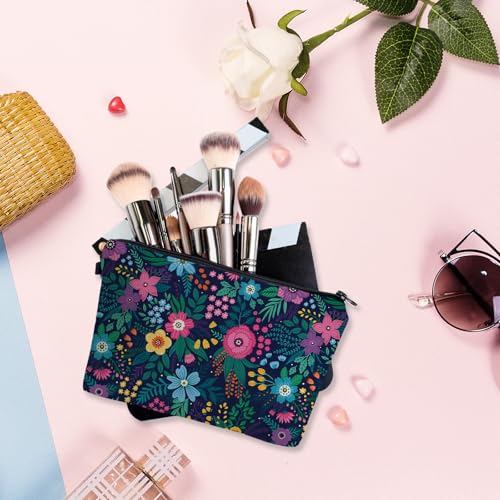 Sac à Maquillage SPFwfou Femme, Trousse De Toilette Imprimée Fleurs Femme, Rangement MultifonctionnelSac à Maquillage Fl