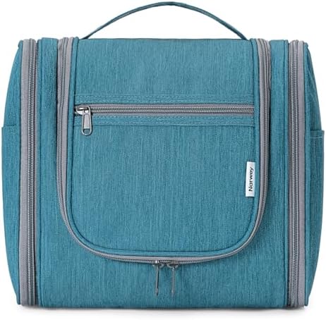 Narwey Large Blue Leaf Hanging Toiletry Bag for Women Travel and Men Cosmetics Organizers