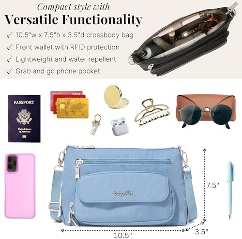 Baggallini Original RFID Protected Lightweight Nylon Zippered Travel Purse for Women ClimatePartner Certified