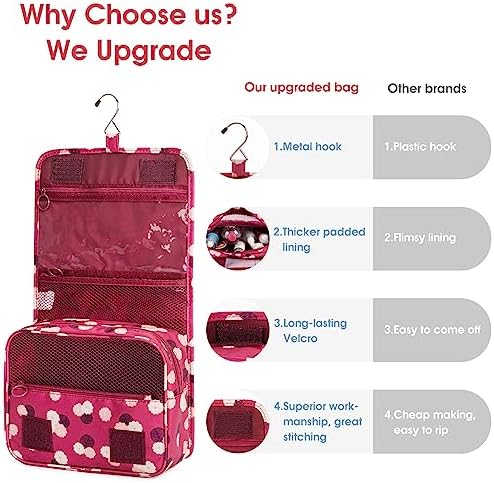 Narwey Beige Small Hanging Travel Toiletry Bag for Women Travel Bag Specifications: Makeup Bag Organizer, Cosmetics Bag - Image 47