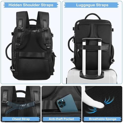 Hanples TSA Flight Approved Large Travel Backpack for Women and Men | Hanples Waterproof Anti-Theft Large Carry On Back
