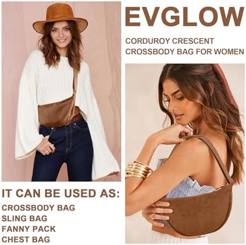 EVGLOW Nylon Crescent Crossbody Bag - Trendy Women's Travel Sling Bag EVGLOW Nylon Crescent Crossbody Bag - Small Men's