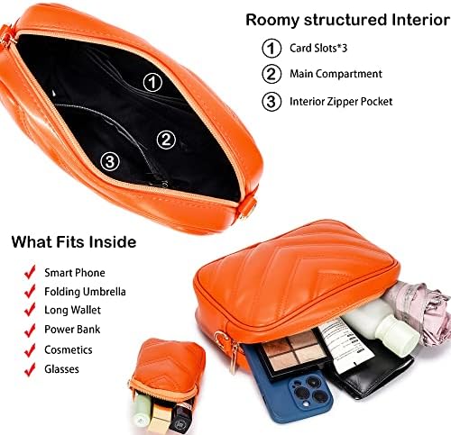 Herald Chevron Quilted Small Crossbody Bag for Women - Camera Side Shoulder Bag, 2 Sizes, Coin Purse Included Herald Che