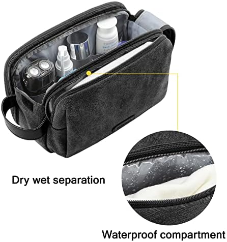 Men's Water-resistant Toiletry Bag - BAGSMART Dopp Kit Canvas Travel Organizer - Black - Large - Image 43