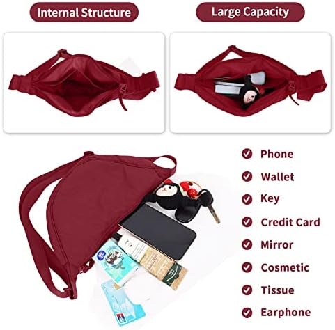 EVGLOW Nylon Crescent Crossbody Bag - Trendy Women's Travel Sling Bag EVGLOW Nylon Crescent Crossbody Bag - Small Men's