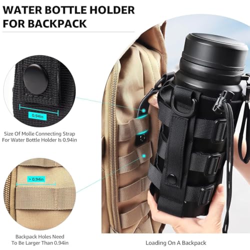 WUSJCOF Porte-Gourde Molle Accessoire Sac à Dos pour Randonnée et Camping Système Tactique Largeur Ajustable 7-15 cm