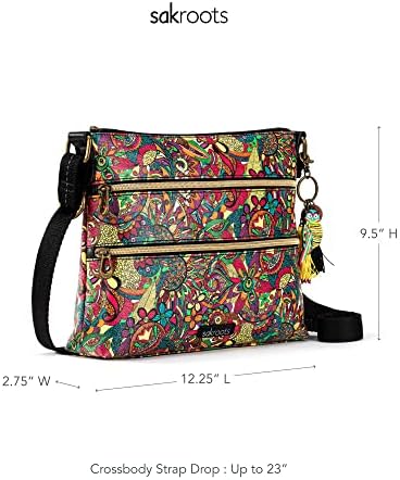 Sakroots Eco Twill Crossbody Purse for Everyday Use and Travel - Zipper Closure & Adjustable Strap