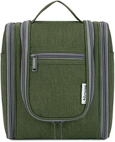 Narwey Large Blue Leaf Hanging Toiletry Bag for Women Travel and Men Cosmetics Organizers