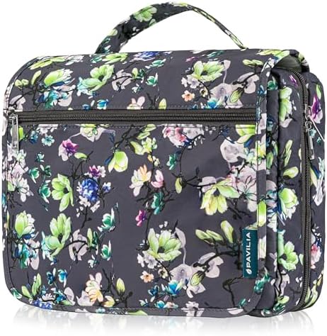 PAVILIA Water Resistant Makeup Bag Toiletries Women Men Travel Bag PAVILIA Foldable Cosmetic Organizer Travel Bag Large