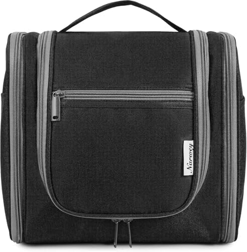 Narwey Large Blue Leaf Hanging Toiletry Bag for Women Travel and Men Cosmetics Organizers