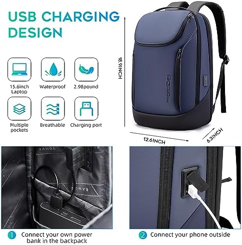 Smart BANGE Business Waterproof 15.6 Inch Laptop Backpack for Travel with USB Charging Port
| BANGE Business Smart Wate - Image 12