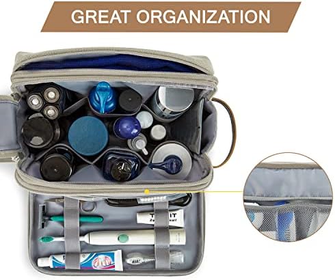 Men's Water-resistant Toiletry Bag - BAGSMART Dopp Kit Canvas Travel Organizer - Black - Large - Image 59