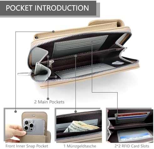 Women's Small PU Leather Crossbody Bag for Phone, 7 Inches | DBPBToU Women's PU Leather Crossbody Phone Purse, 7 Inches