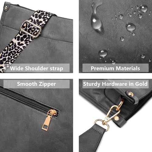 AUYOCO Vegan Leather Crossbody Bags for Women Handbag with Guitar Strap Zipped Pockets AUYOCO Vegan Leather Crossbody