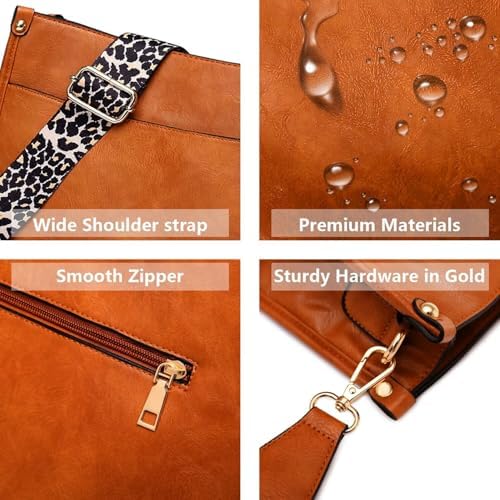 AUYOCO Vegan Leather Crossbody Bags for Women Handbag with Guitar Strap Zipped Pockets AUYOCO Vegan Leather Crossbody