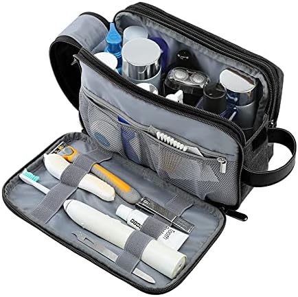 Men's Water-resistant Toiletry Bag - BAGSMART Dopp Kit Canvas Travel Organizer - Black - Large - Image 42