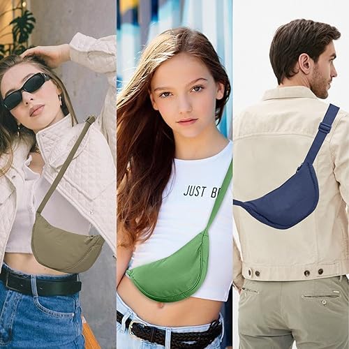 EVGLOW Nylon Crescent Crossbody Bag - Trendy Women's Travel Sling Bag EVGLOW Nylon Crescent Crossbody Bag - Small Men's