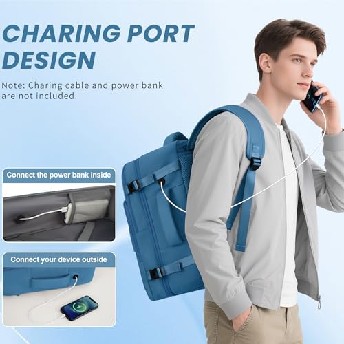 Women's Flight Approved Travel Backpack with USB Charging, Lightweight & Waterproof, Ideal for College, Work and Travel