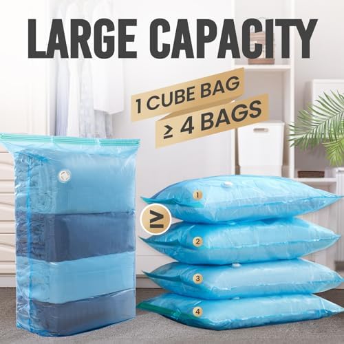 TAILI Jumbo Cube Vacuum Storage Bags 4 Pack, Extra Large (31x40x15 Inch) for Clothing and Bedding, Space Saving Closet O