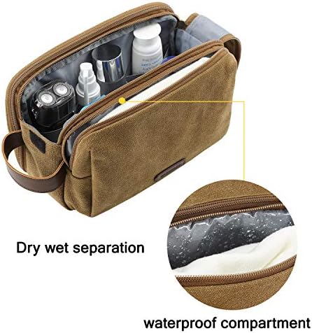 Men's Water-resistant Toiletry Bag - BAGSMART Dopp Kit Canvas Travel Organizer - Black - Large - Image 70
