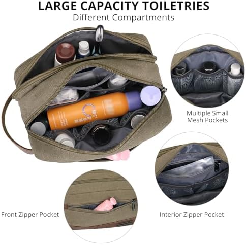 WITZMAN Classic Black A8001 Men's Water-Resistant Travel Dopp Kit Bag