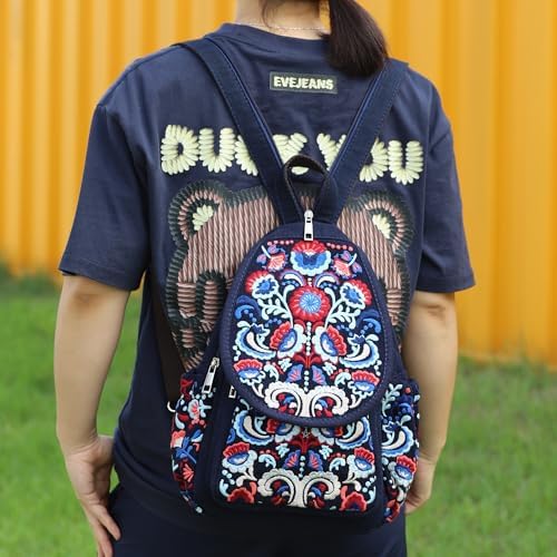 SILKAREA Embroidered Boho Small Sling Bag for Women Travel (Blue) SILKAREA Embroidered Boho Small Sling Bag for Women Ch