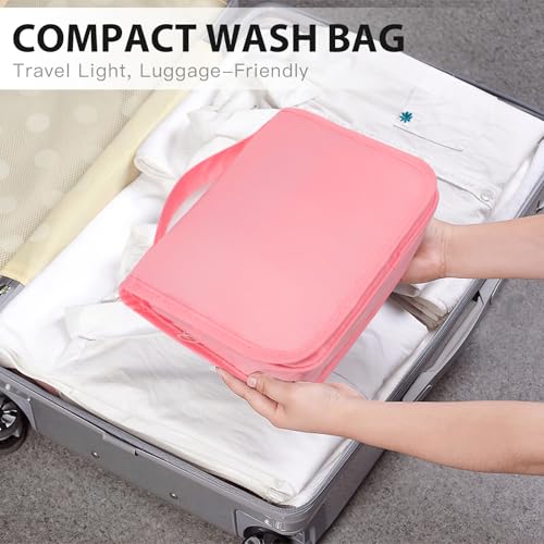 Trousse de toilette Zivacate rose pour voyage, affaires et fitness - étanche avec poignée et 3 sacs à cordon