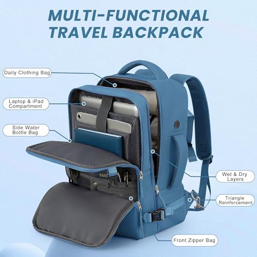 Women's Flight Approved Travel Backpack with USB Charging, Lightweight & Waterproof, Ideal for College, Work and Travel