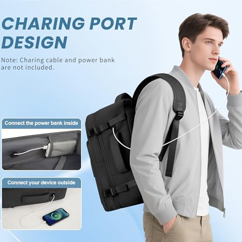 Women's Flight Approved Travel Backpack with USB Charging, Lightweight & Waterproof, Ideal for College, Work and Travel