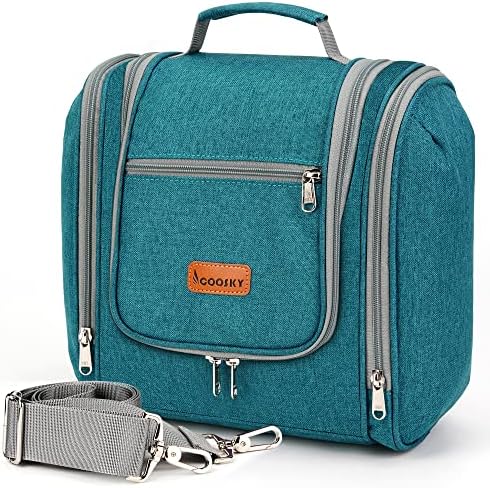 Water-resistant Travel Hanging Toiletry Bag for Women and Men, 6 Organizer Compartments, Holds Full Size Bottles, Black