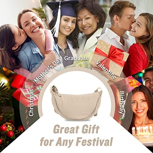 EVGLOW Nylon Crescent Crossbody Bag - Trendy Women's Travel Sling Bag EVGLOW Nylon Crescent Crossbody Bag - Small Men's