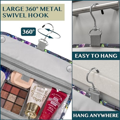 PAVILIA Water Resistant Makeup Bag Toiletries Women Men Travel Bag PAVILIA Foldable Cosmetic Organizer Travel Bag Large